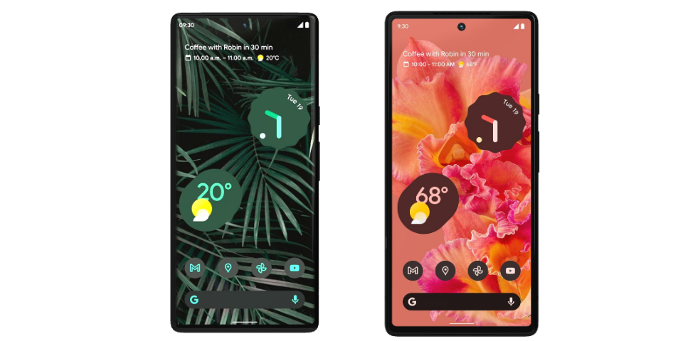 google pixel 6 vs 6 pro display