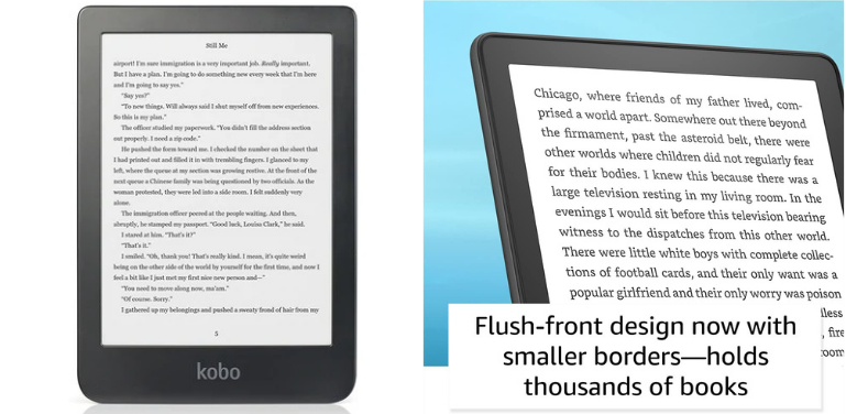 kobo clara vs kindle paperwhite display