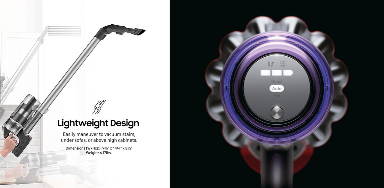 Samsung Jet 75 vs Dyson V11 Design